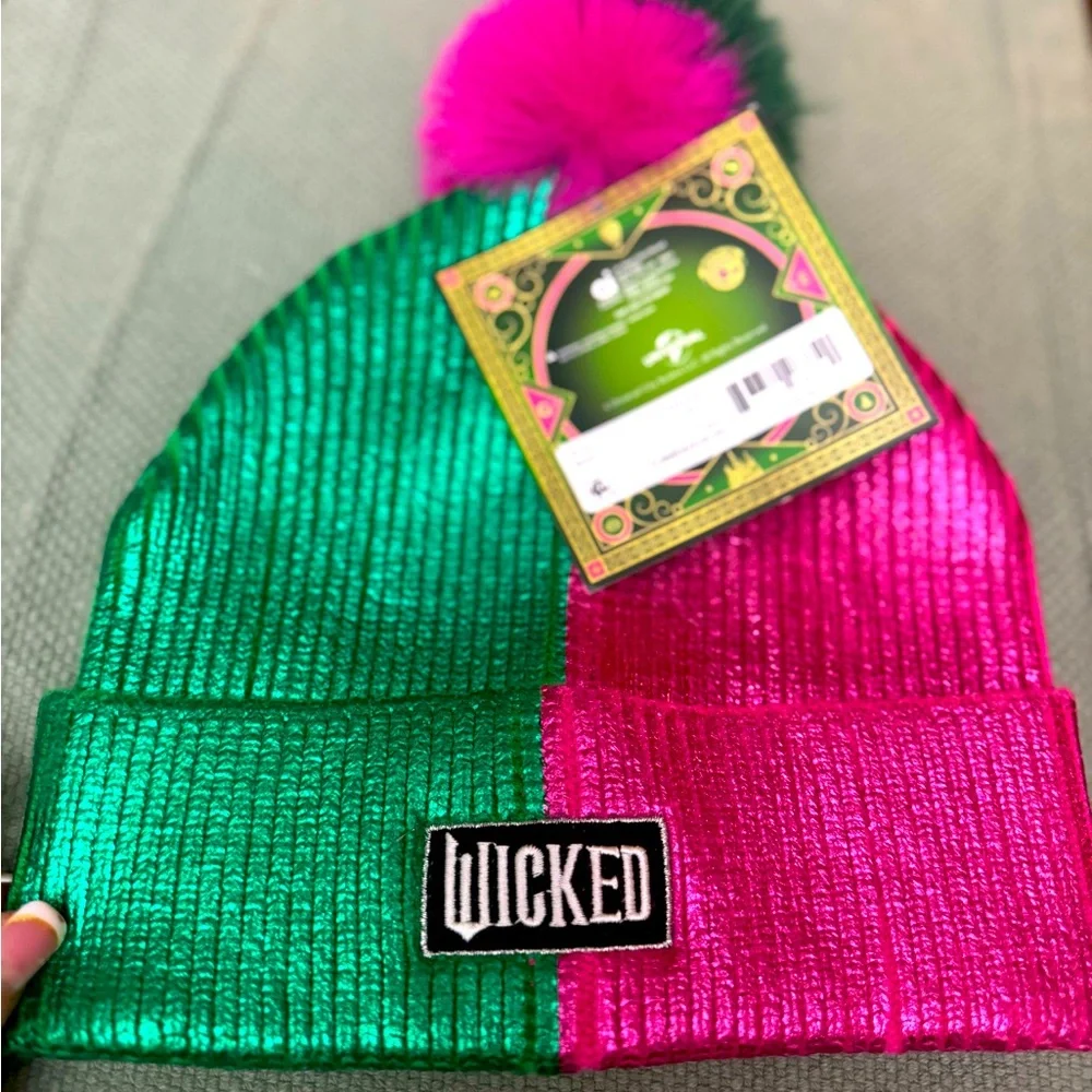 Wicked Two-Tone Green & Pink Kids Pom Beanie